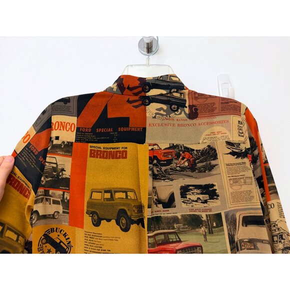 Alice + Olivia x Bronco Willa Shirt Blouse Car Horse Ford Print Orange Red S - Picture 10 of 14